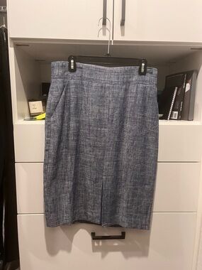 Ann Taylor Classic Blue Textured Pencil Skirt